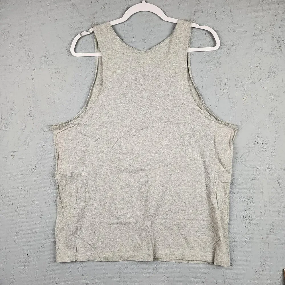Vintage Nike Tank Top Shirt Mens XL Gray Yellow Swoosh Graphic Made In USA 90s